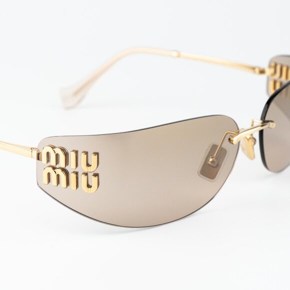 Miu Miu Women Sunglasses Gold Mirror Gradient Rectangle Rimless MUA51S 5AK20P main image 8